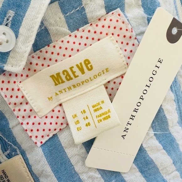 ANTHROPOLOGIE Maeve Striped Strawberry Embroidered Cami Blue White Tube Top NEW - Picture 6 of 9